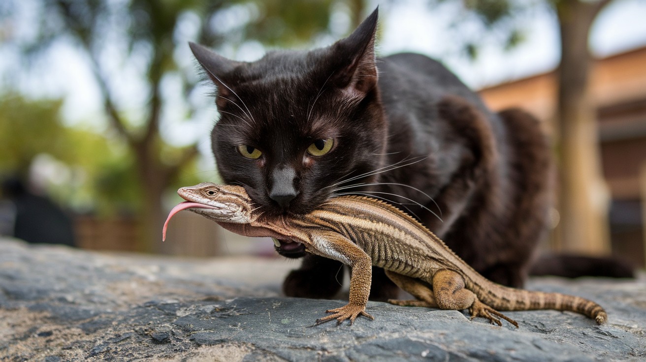 Mon chat mange des Lézards
